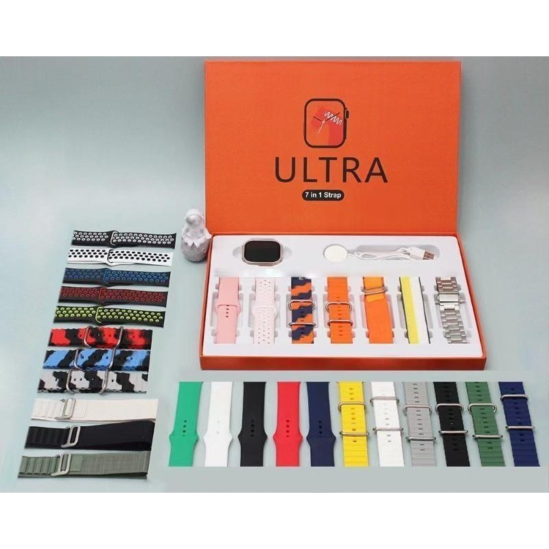 7in1 Ultra Smart Watch with 7 Straps Metal Ocean Rubber Nylon 49mm ...