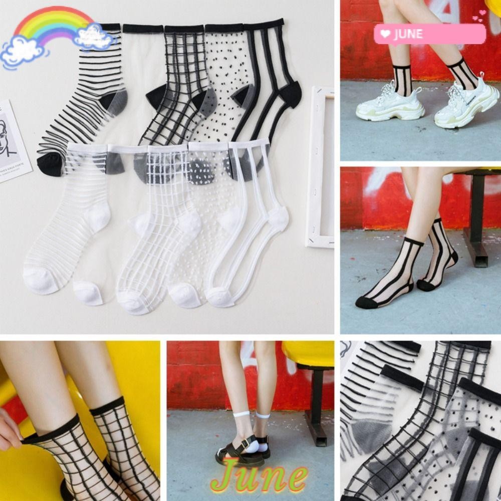 JUNE1 Ankle Socks, Breathable Crystal Lace Lastic Socks, High Quality ...