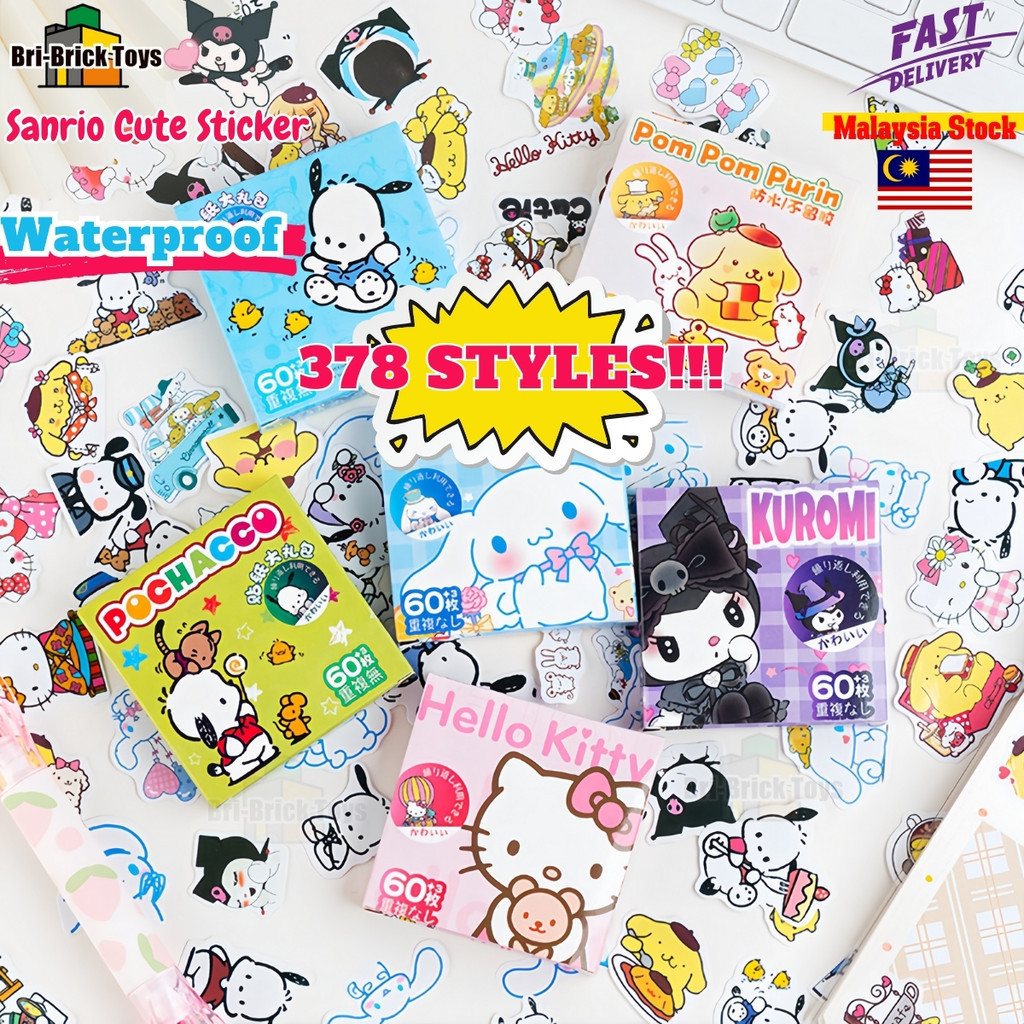 🔥Local🔥63Pcs Sanrio Cute Sticker Waterproof Gift Set Barang Kuromi ...