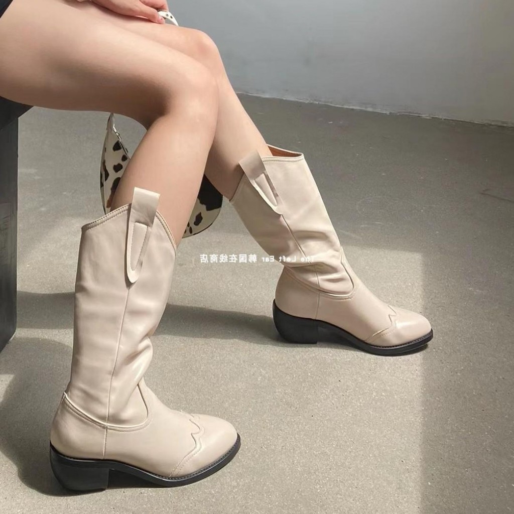 Han's House [ins Collision Style] Western Cowboy Boots Women Retro ...