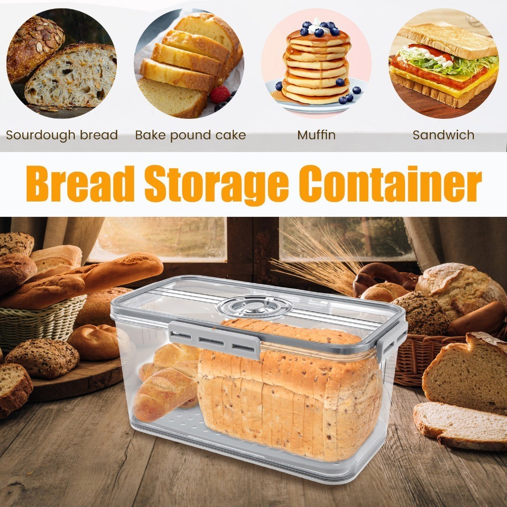 Bread Box Sealing Bread Container with Snap Time Recording Bread ...