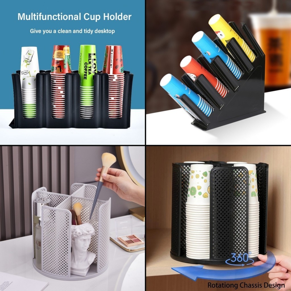 4 Compartments Plastic Paper Cup Holder Paper Cup Storage Rack Tea ...