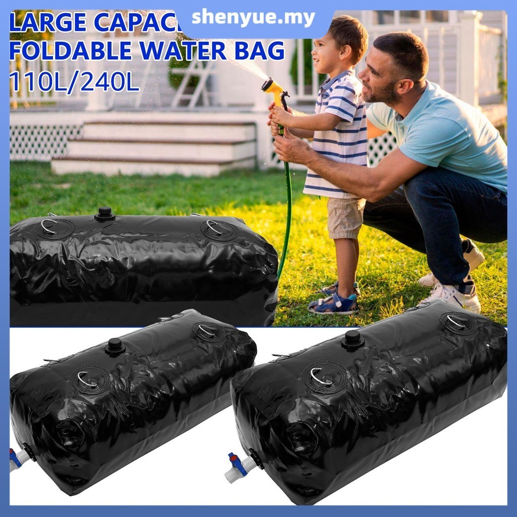 29 Gallon Water Storage Bladder With Water Level Indicator - Portable Foldable Tank For RV, Emergency, Garden