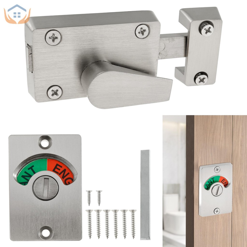 Door Lock Indicator Stainless Steel Privacy Door Lock Reusable Toilet ...