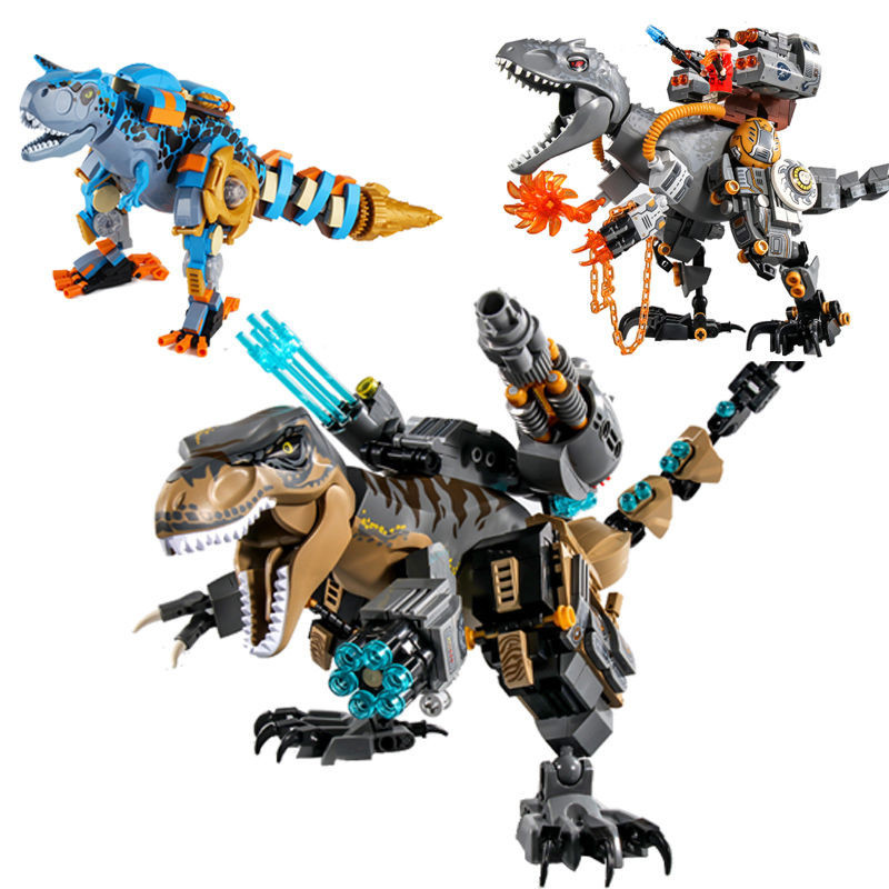 Assembling Building Blocks Jurassic Triceratops Pterosaur Mecha Robot 