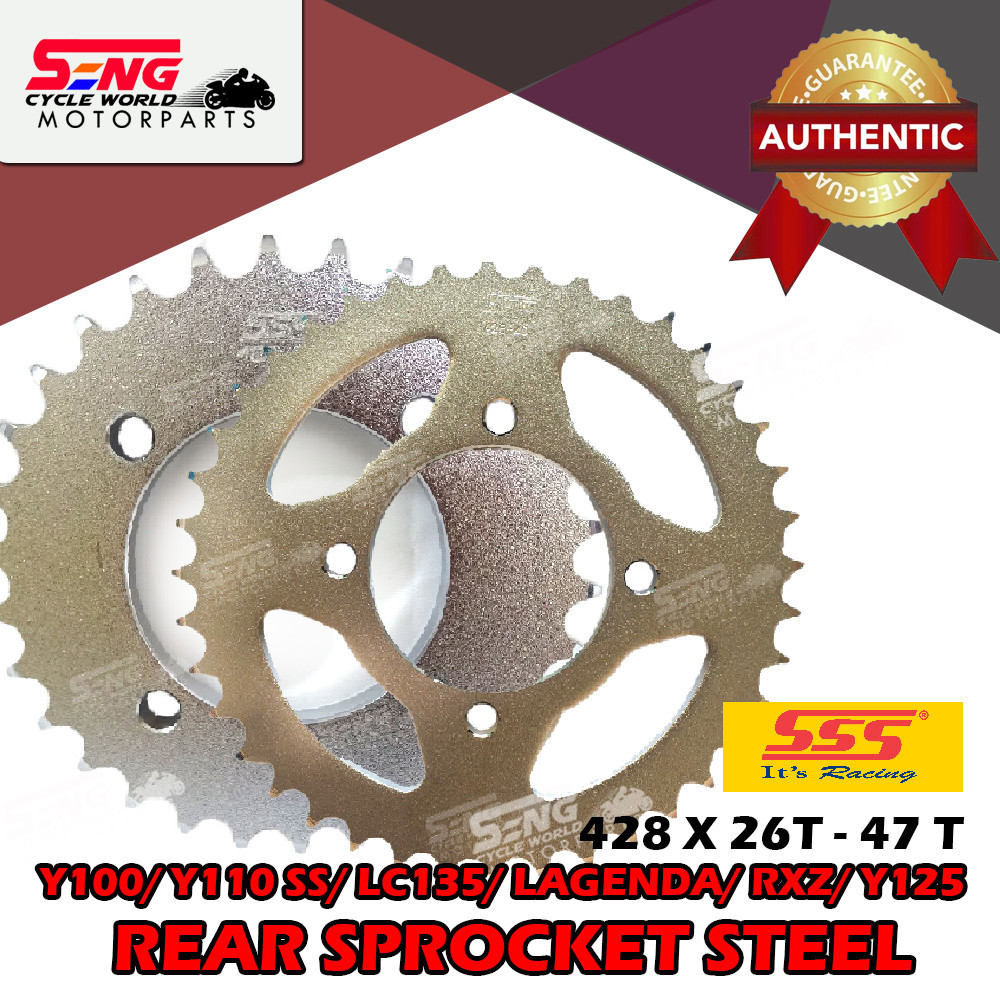SSS STEEL REAR SPROCKET YAMAHA Y100/ Y110 SS/ LC135/ LAGENDA/ RXZ/ Y125 ...