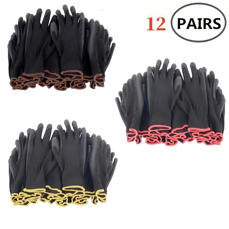 (12 PAIRS/ 24PCS) PU Rubberized Gloves/Sarung …