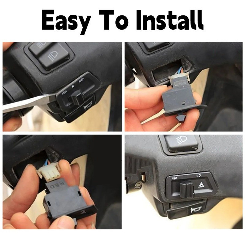 Motorcycle Turn Signal Switch Button - 3 Pin Warning Light Double ...