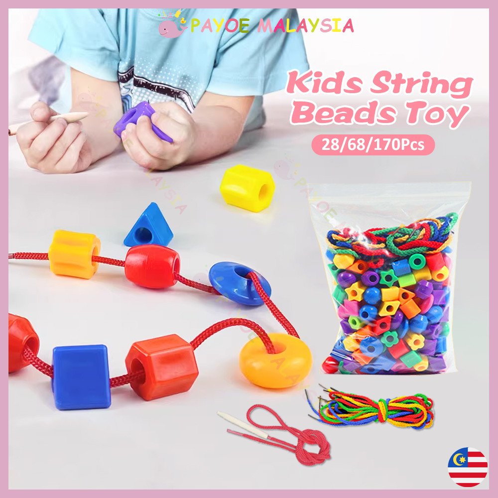 Payoe 28/68/170Pcs Kids String Beads Toy Montessori Rope Threading Toys ...