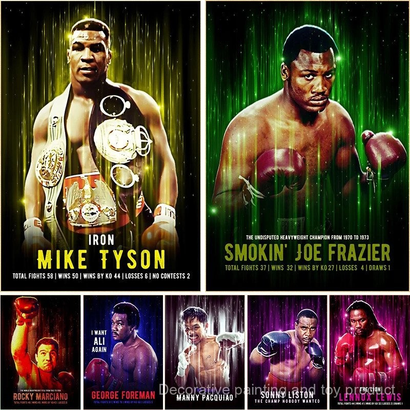 Boxing And Martial Arts Mike Tyson Hasim Rahman Posters Canvas Painting ...