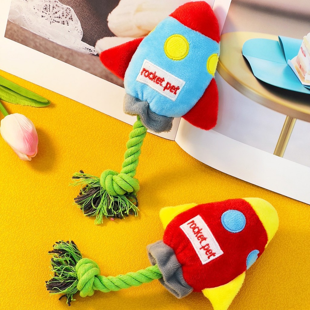 Pet Knots Sounding Rocket Plush Toys Dog Molars Bite Resistant Boredom ...