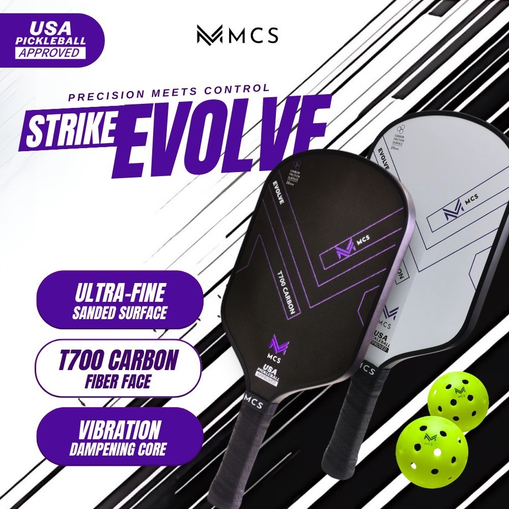 【MCS PICKLEBALL】EVOLVE T700 Carbon Fiber Pickleball Paddle Set Rackets ...