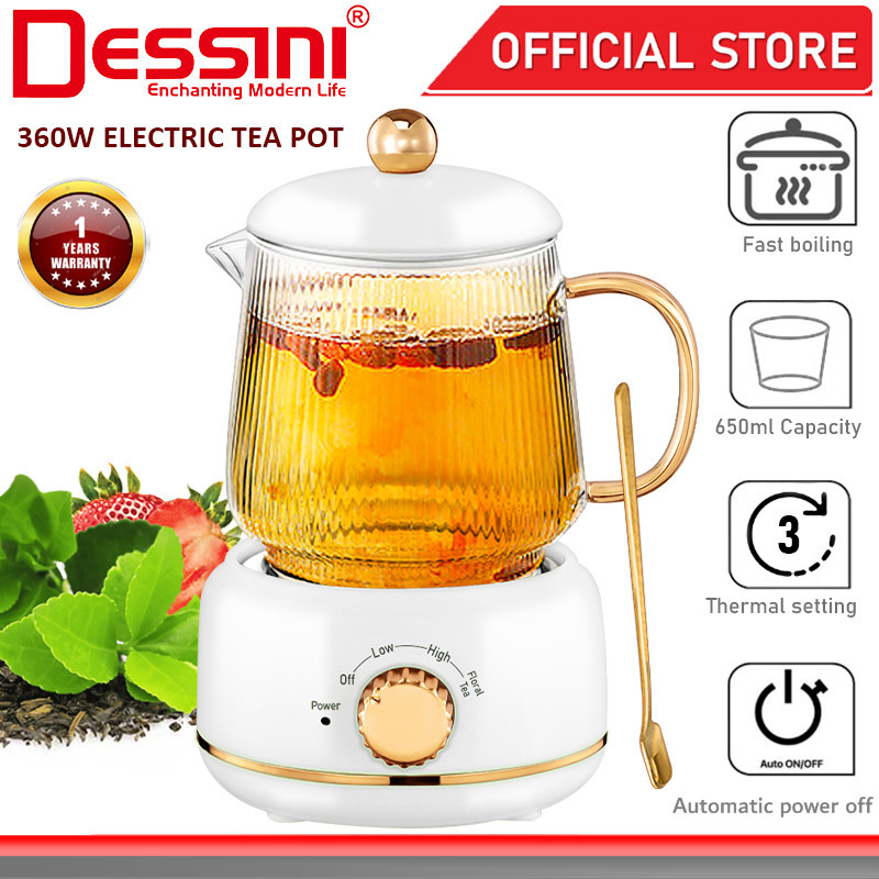 DESSINI ITALY 650mL Electric Tea Pot Cup Kettle Automatic Cut Off ...