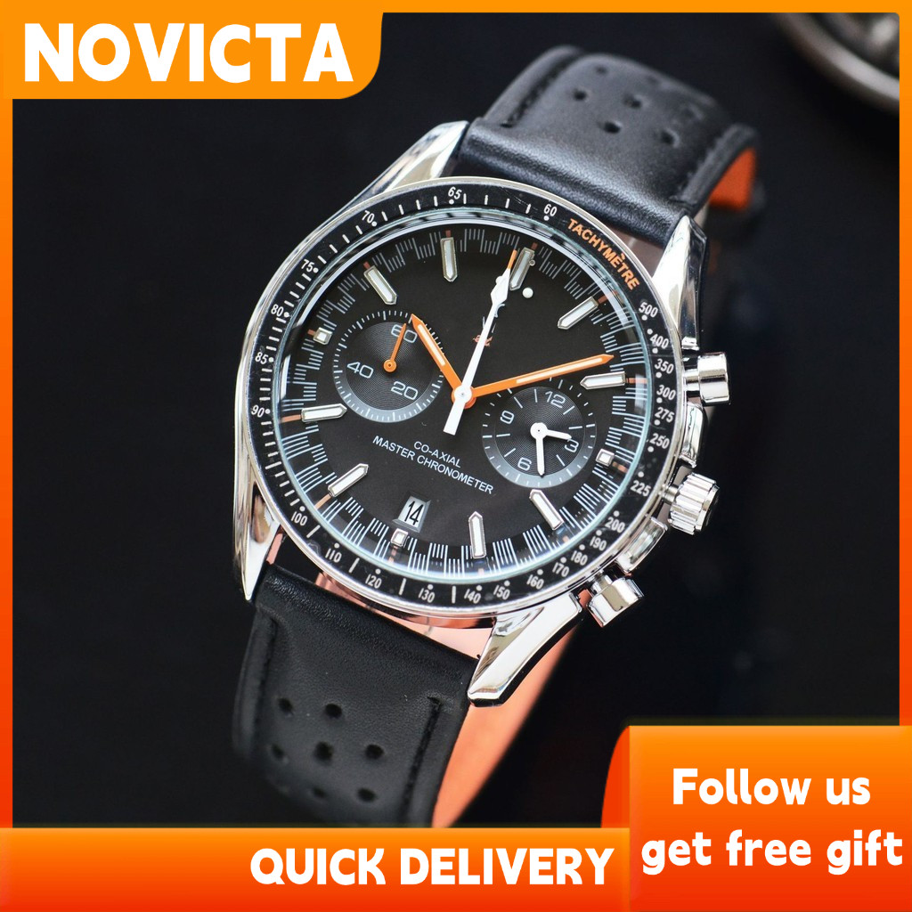 Om Racing Model Men's Watch Quartz Timer Solid Steel Band Hidden Second ...