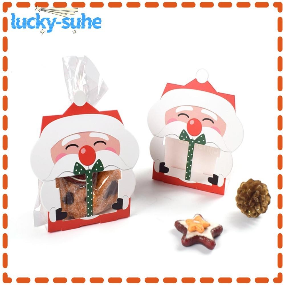 LUCKY-SUHE 8pcs Xmas Cookie Bag, Santa Claus Paper Candy Box, DIY ...