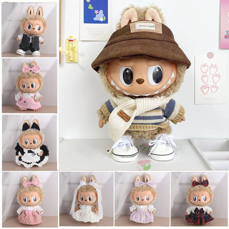 MQLSAERI Labubu Puppenkleidung Für 17cm Plüschfiguren | Süße Outfits Für Sammlerpuppen