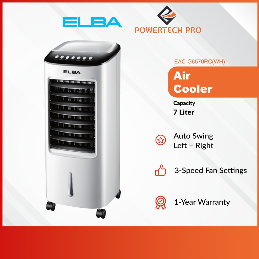 Elba Air Cooler with 3-Speed & 3-Wind Modes Left Right Auto Swing ...