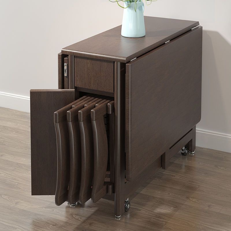 Walnut Solid Wood Folding Dining Table and Chair Small Apartment ...