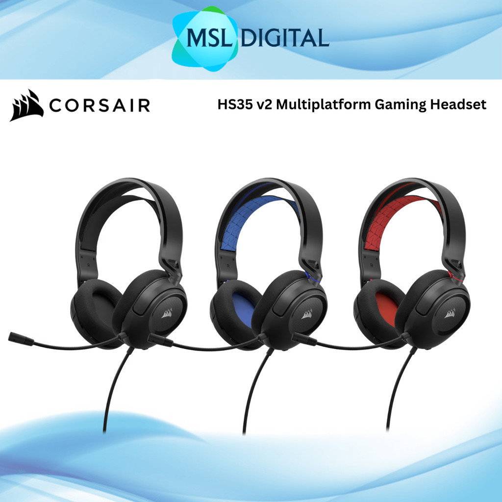 Corsair HS35 v2 Multiplatform Gaming Headset | with 3.5mm to USB ...