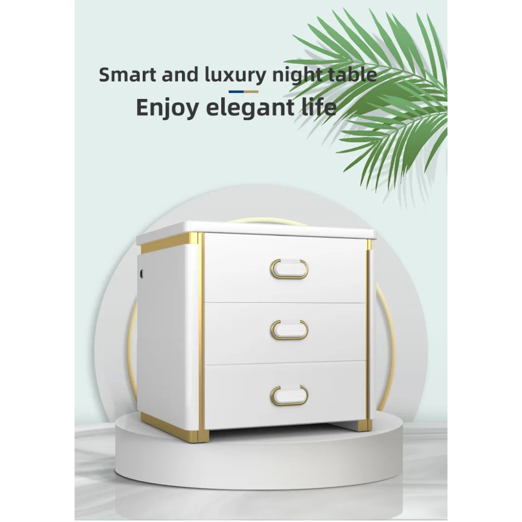 Bedside Table With Security Box HAROJ 2 IN 1 Smart Hidden Safe Wireless ...