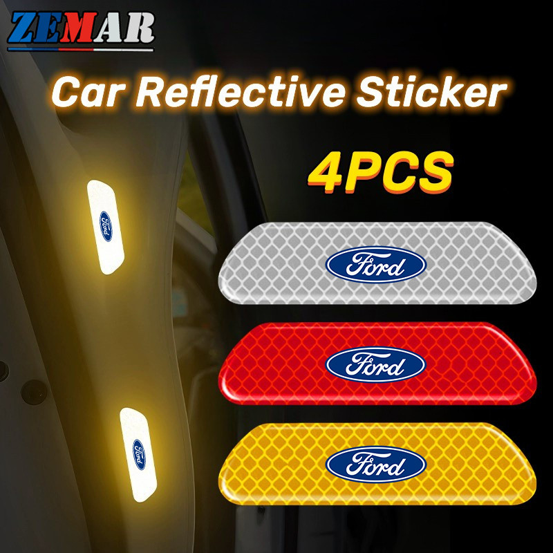 4Pcs Ford Car Door Reflective Sticker Scratch Protection Sticker Safety ...
