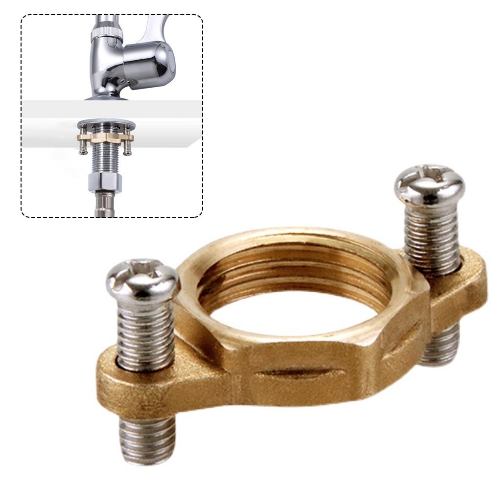 1 Set Faucet Fixing Bracket, Faucet Horseshoe Double Hole Fastening Circlip Washer Stainless Steel Brass