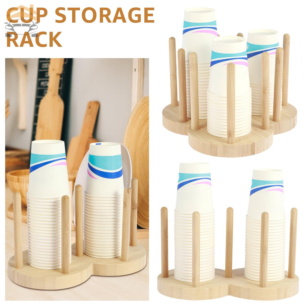 Coffee Cup Holder 2/3 Compartments Bamboo Cups Holder Paper Cup Holder ...