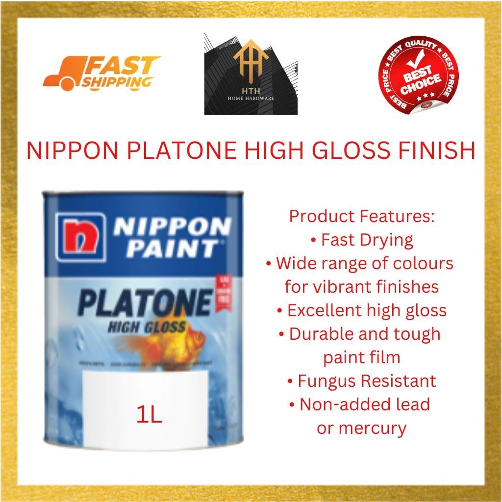 1L NIPPON PAINT PLATONE GLOSS FINISH FOR WOOD & METAL / CAT KAYU & BESI ...