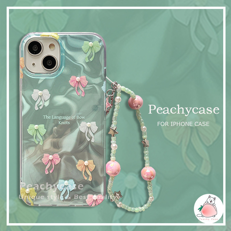 Colorful Bowknot Pearl Green Water Ripples Phone Case Compatible for ...