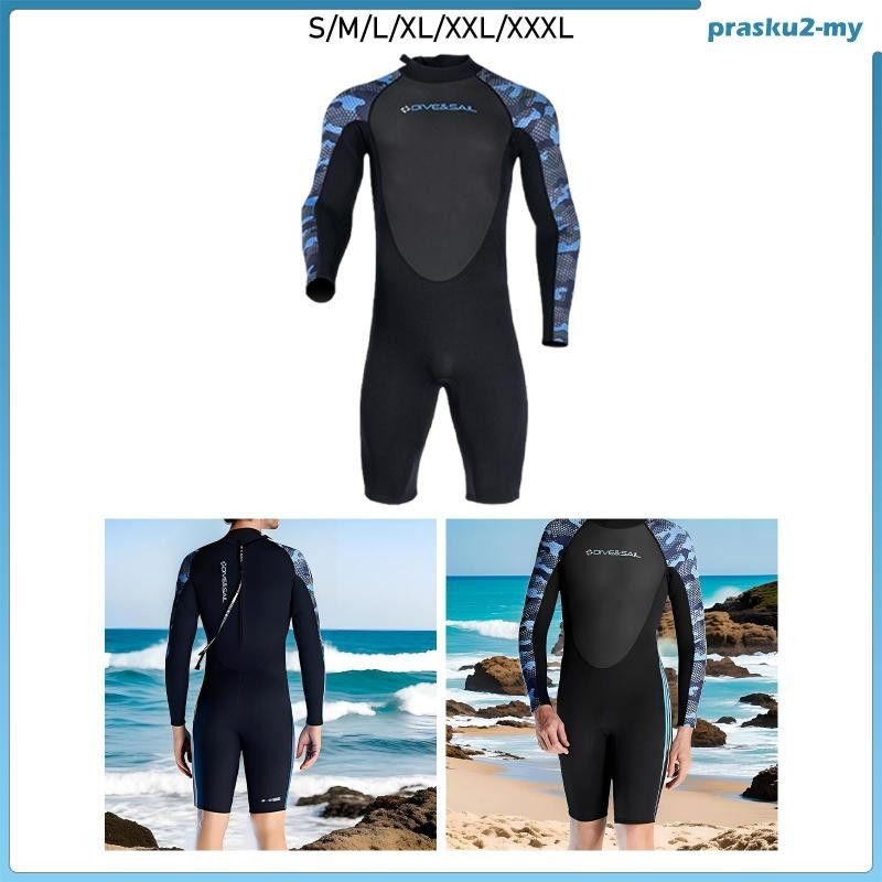 [PraskuafMY] Men Wetsuit Shorty Neoprene 2mm Back Zip Wetsuit Keep Warm
