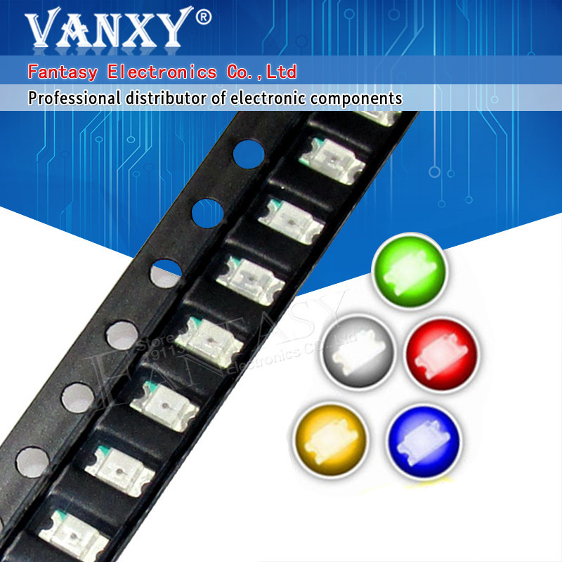 100pcs 1206 SMD LED diodes light yellow red green blue White Hot sale ...