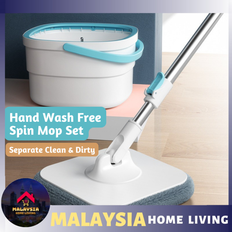 Square Spin Mop Set Bucket Automatic Rotating Lazy Mop Hand Wash Free ...