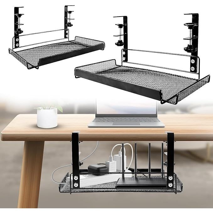 Office Desk Bottom Storage Rack Hanging Cabinet No Punching Organizer ...