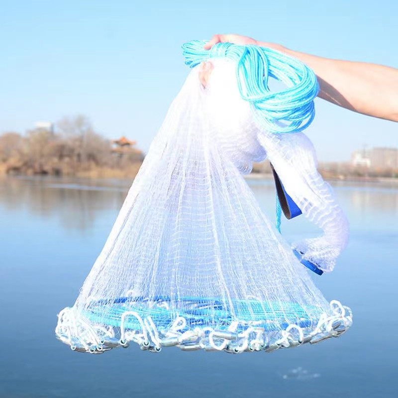 5/7/9/10 kaki Jala jaring ikan fishing net bubu ikan hand casting nylon ...