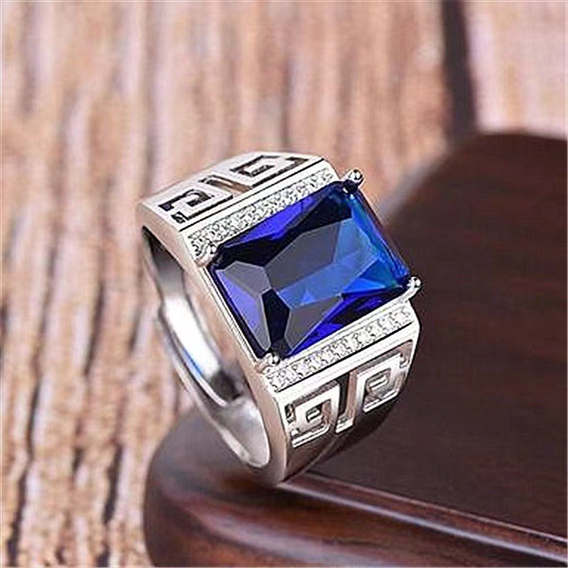 Adjustable Cubic Zirconia Gemstone Men Finger Ring Jewelry Gift ...