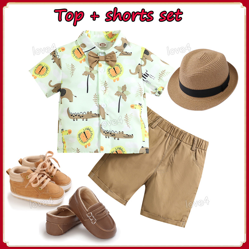 Boys Safari Dino Summer Outfit Set with Cap – Soft Cotton Baby Wear (3-Piece) main image 1
