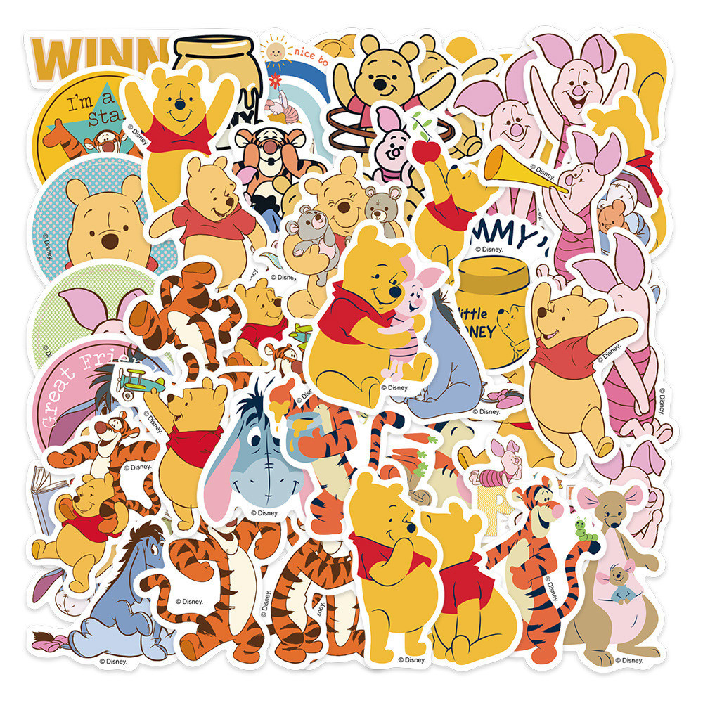 (Authorized) 50 pcs Winnie The Pooh Cartoon Waterproof PVC Stickers ...