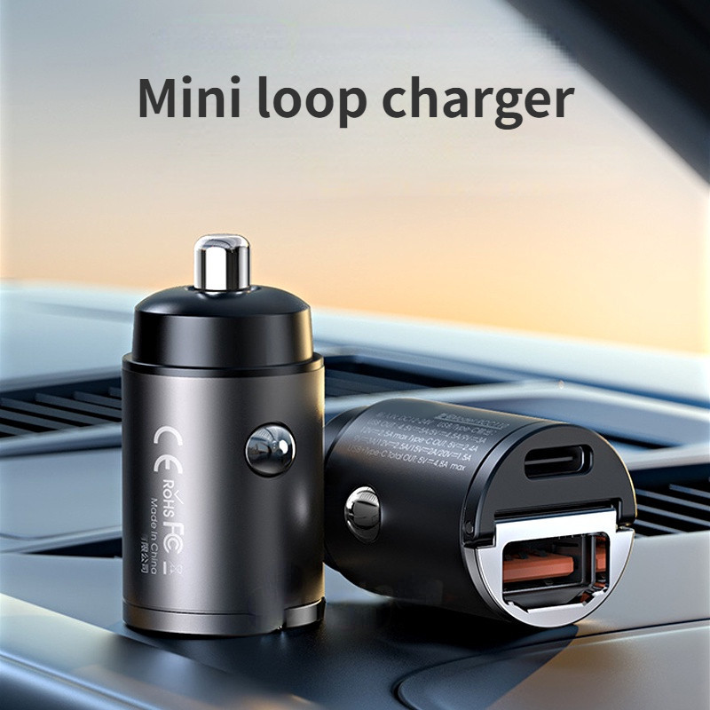 [stock] Mini Invisible Car Charger Adapter 60W Fast Charging USB Type C ...