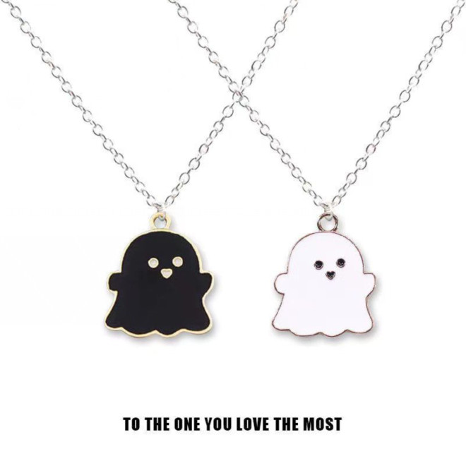 Black and White Ghost Couple Necklaces, Sweet and Cool Best Friend ...