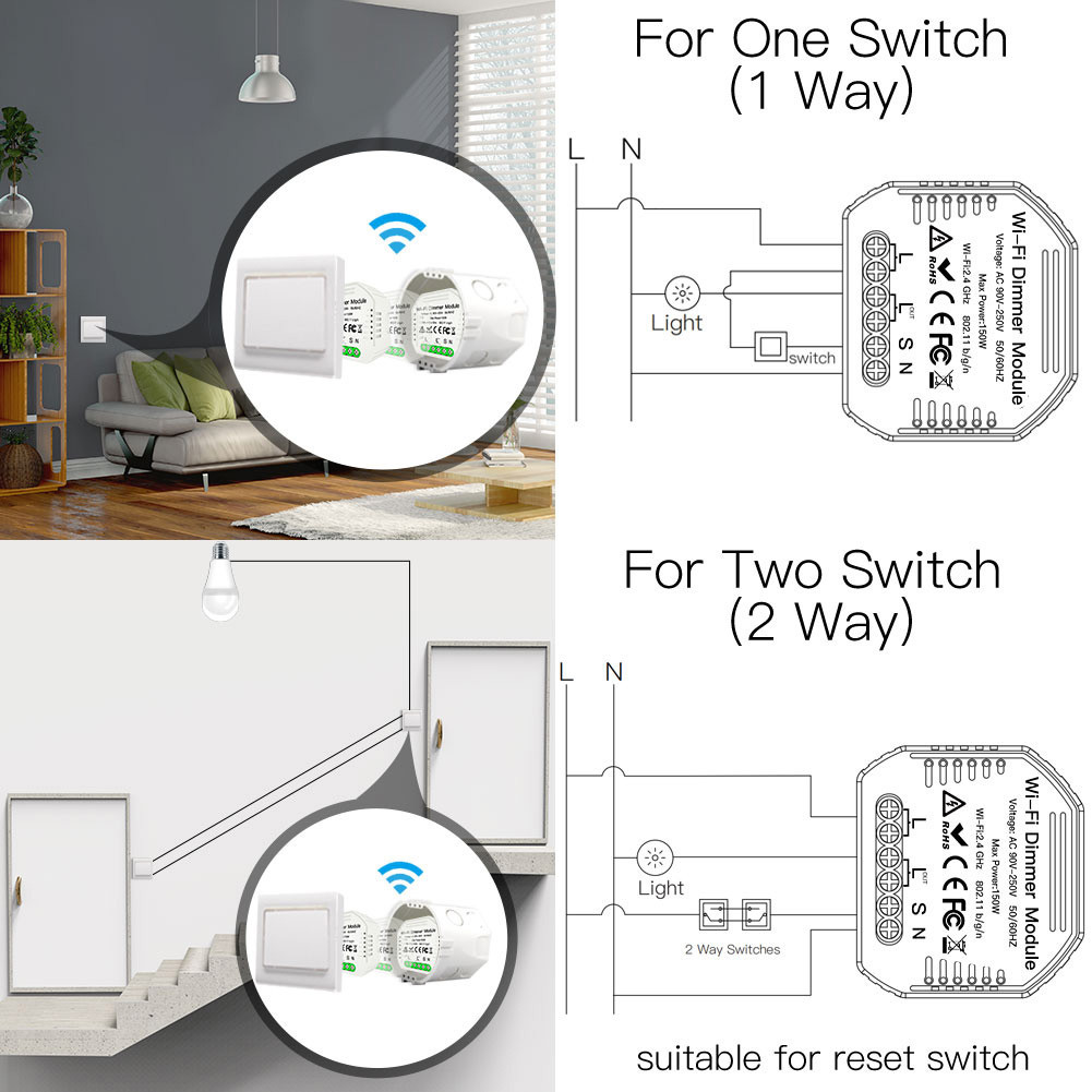[innersetting.my] 1 Gang DIY Mini LED WiFi Dimmer Module Tuya 1 Way