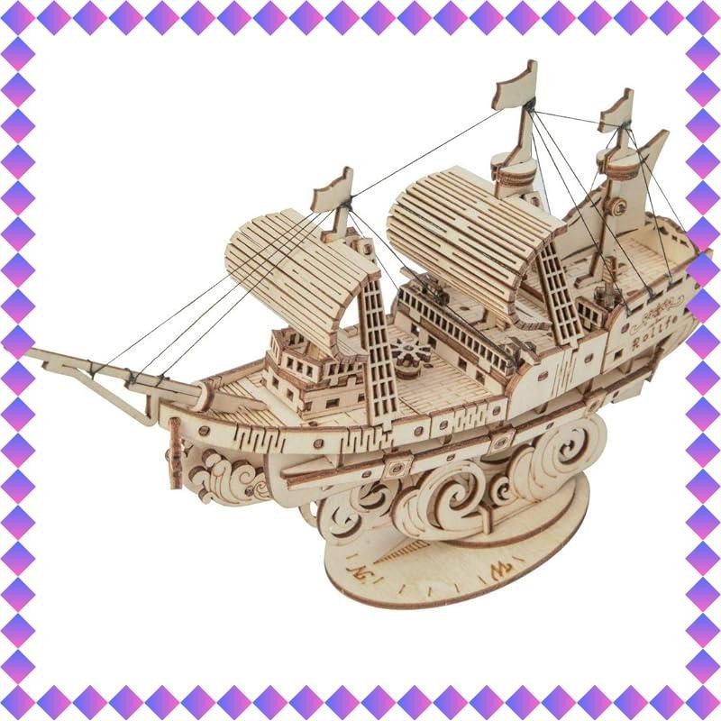 ROBOTIME Floral Cart 3D Wooden Puzzle - 187 Piece DIY Model Kit For Adults Home Decor