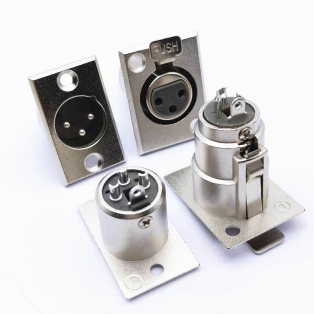 【EVER】2Pcs 3 Pin XLR Male Female Socket Panel Mount Chassis Mic Jack ...