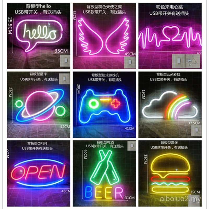 Papan Tanda Neon LED untuk Hiasan Bilik Bilik Tidur Bar Suasana Cahaya ...
