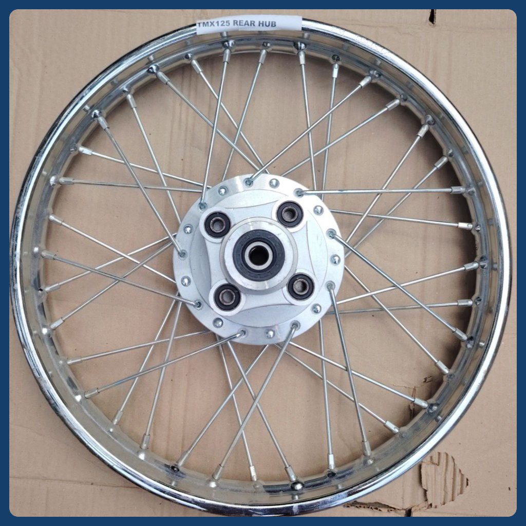 TMX 125 ALPHA REAR & FRONT HUB ASSY WITH BEARING + RAYUS RIM 1.6x18 1 ...