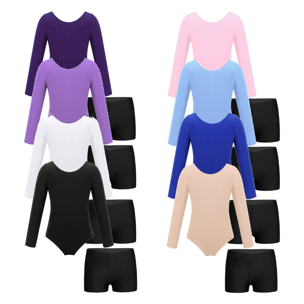 MEZZALL Girls' Long Sleeved Gymnastics Leotards Shiny Dance Leotard Ballet Leotard Classic Ballet Yoga Leotard Bodysuit Gymnastics Suit 4 5 Years Cozy