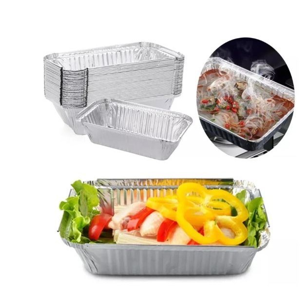 5pcs Packing Box Single Use Foil Liners Food Containers with Lids ...