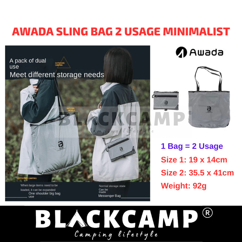 Awada Sling Bag Foldable Folding 2 Usage Minimalist Bag Camping Outdoor ...