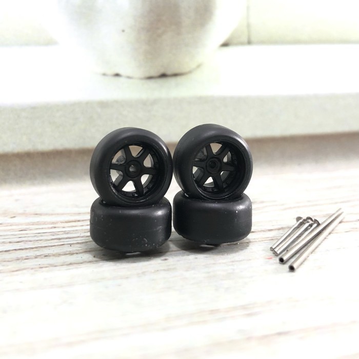 HOT WHEELS RUBBER TIRE DIECAST 6 SPOKE MODEL RAYS TE37 BLACK 1:64 ...