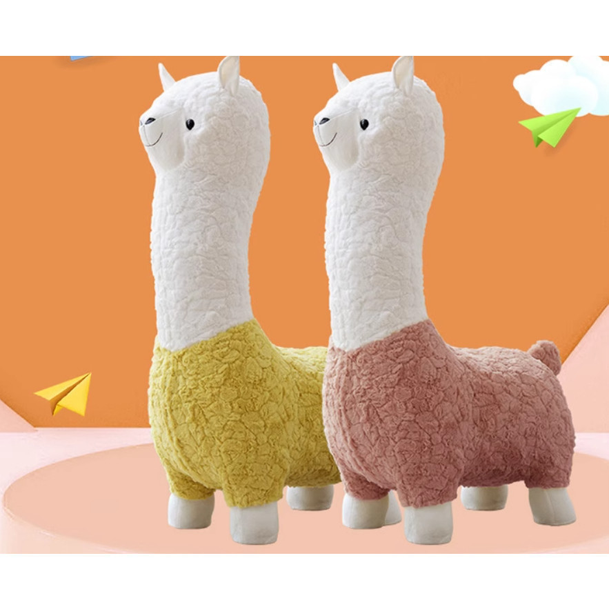 Cute Kid Chair Upholstered Alpaca Stool Lamb's Fleece Fabric Footstool ...