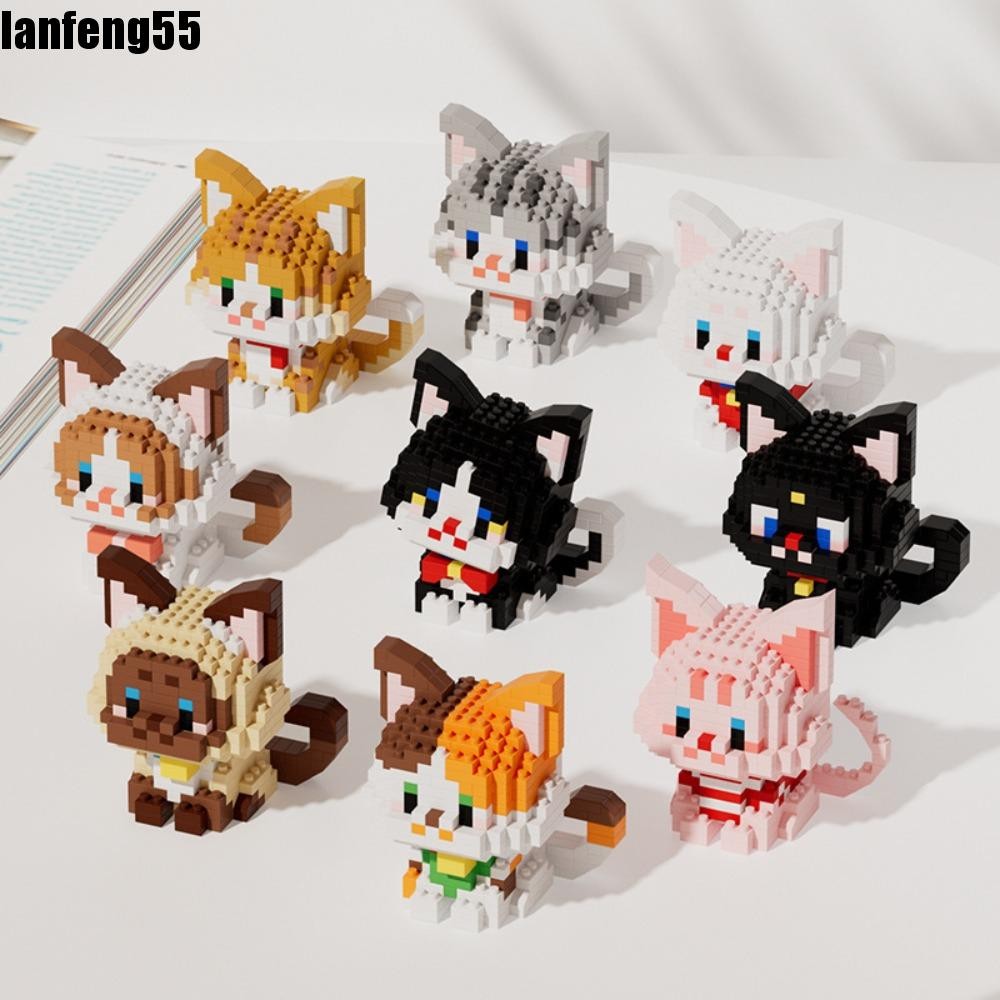 LANFENG Cat Tiny Particle Building Blocks, Cartoon Character Ragdoll ...